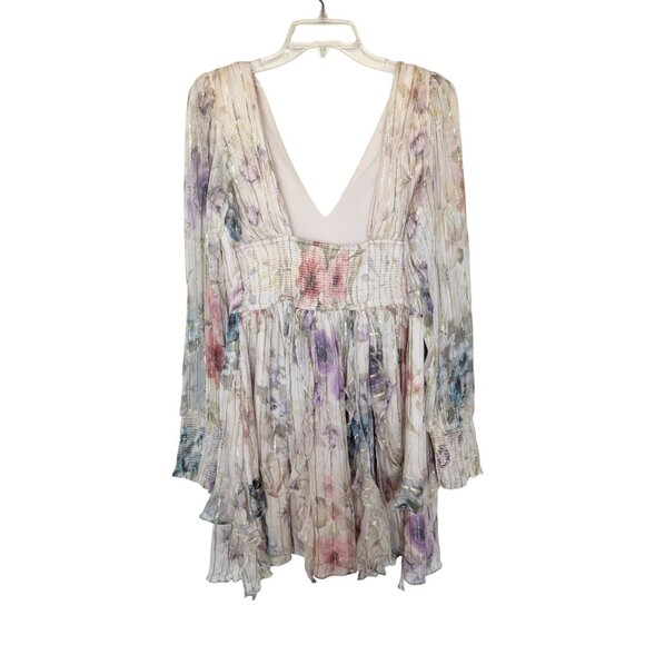 NEW Anthropologie Forever That Girl Lurex Mini Dress Floral Long Sleeve Medium - Picture 4 of 14